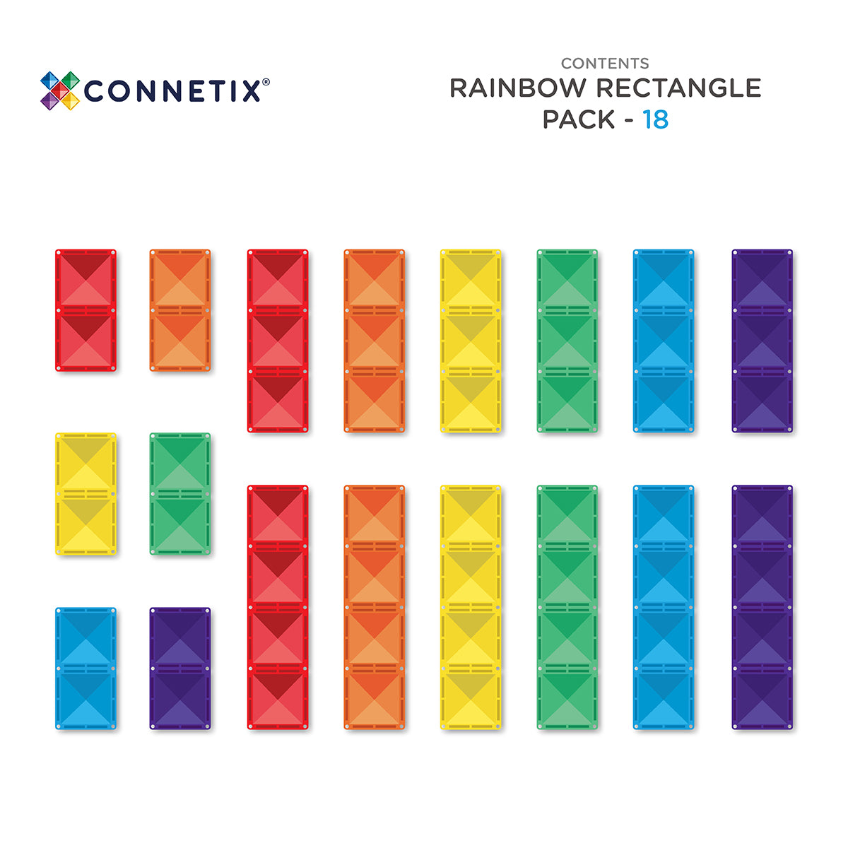 Rainbow Rectangle Pack, 18 Pieces