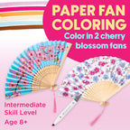 Paper Fan Coloring - Cherry Blossom