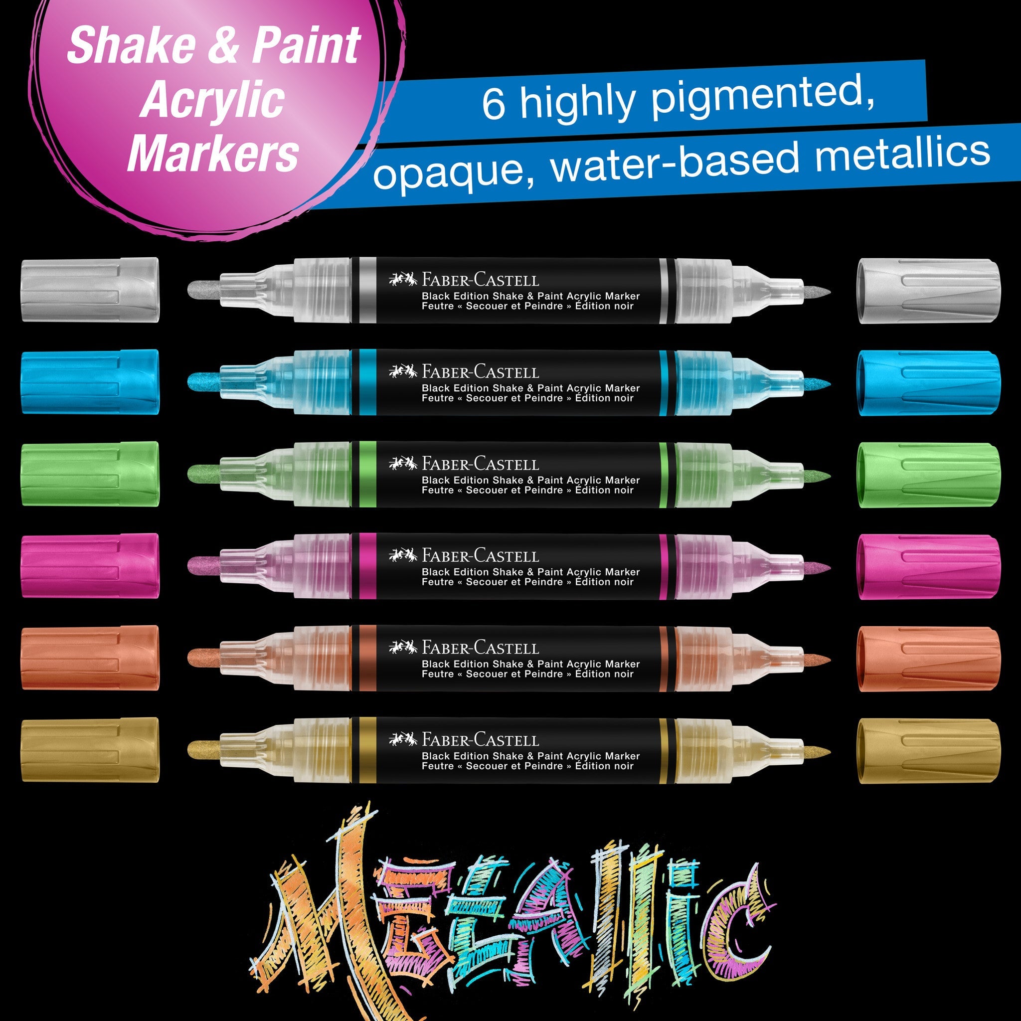 Shake & Paint Markers - Metallic, 6ct