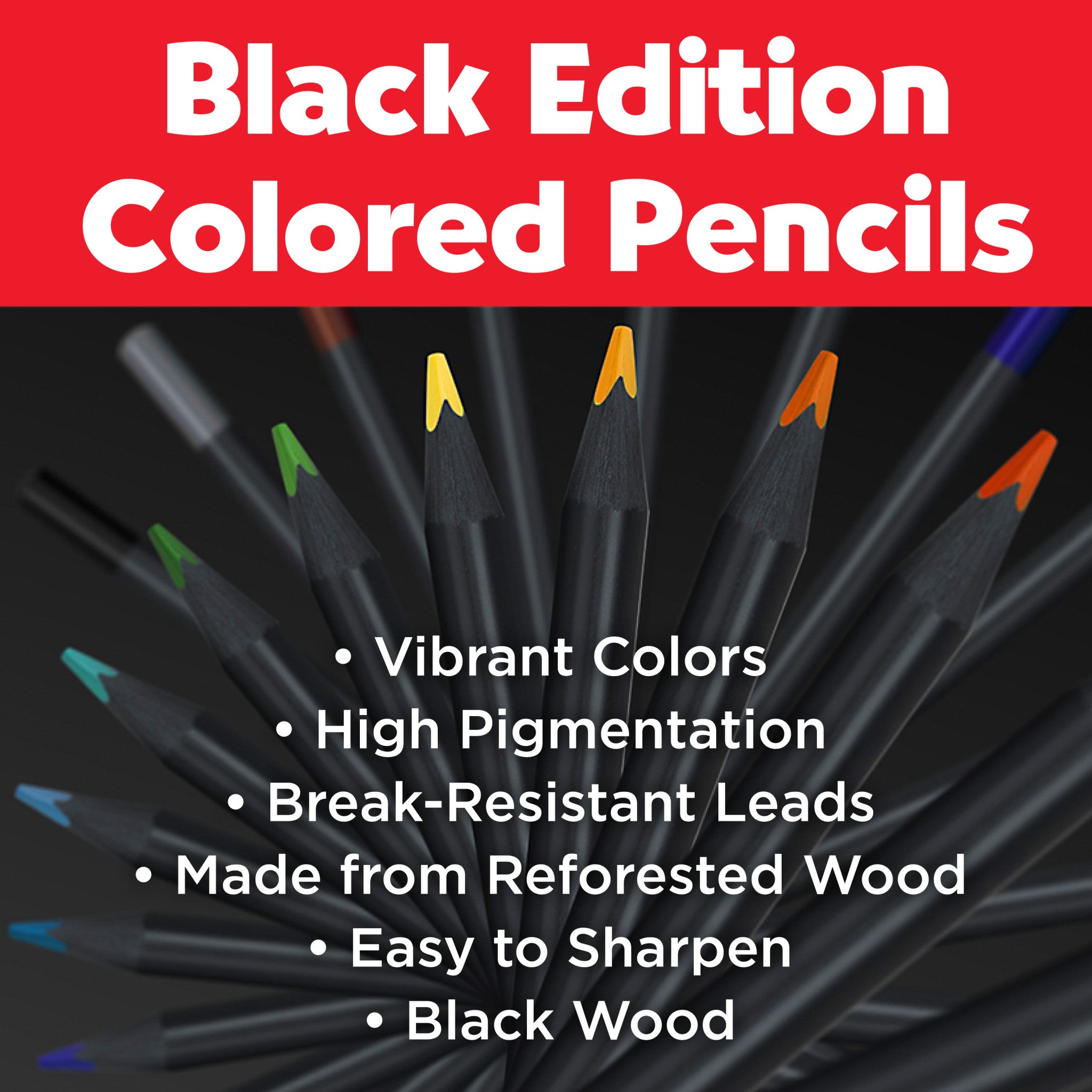 Black Edition Colour Pencils - 12ct Tin