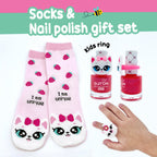 Suyon Nail Polish & Sock Gift Set - Shimmer Pink/Kitty