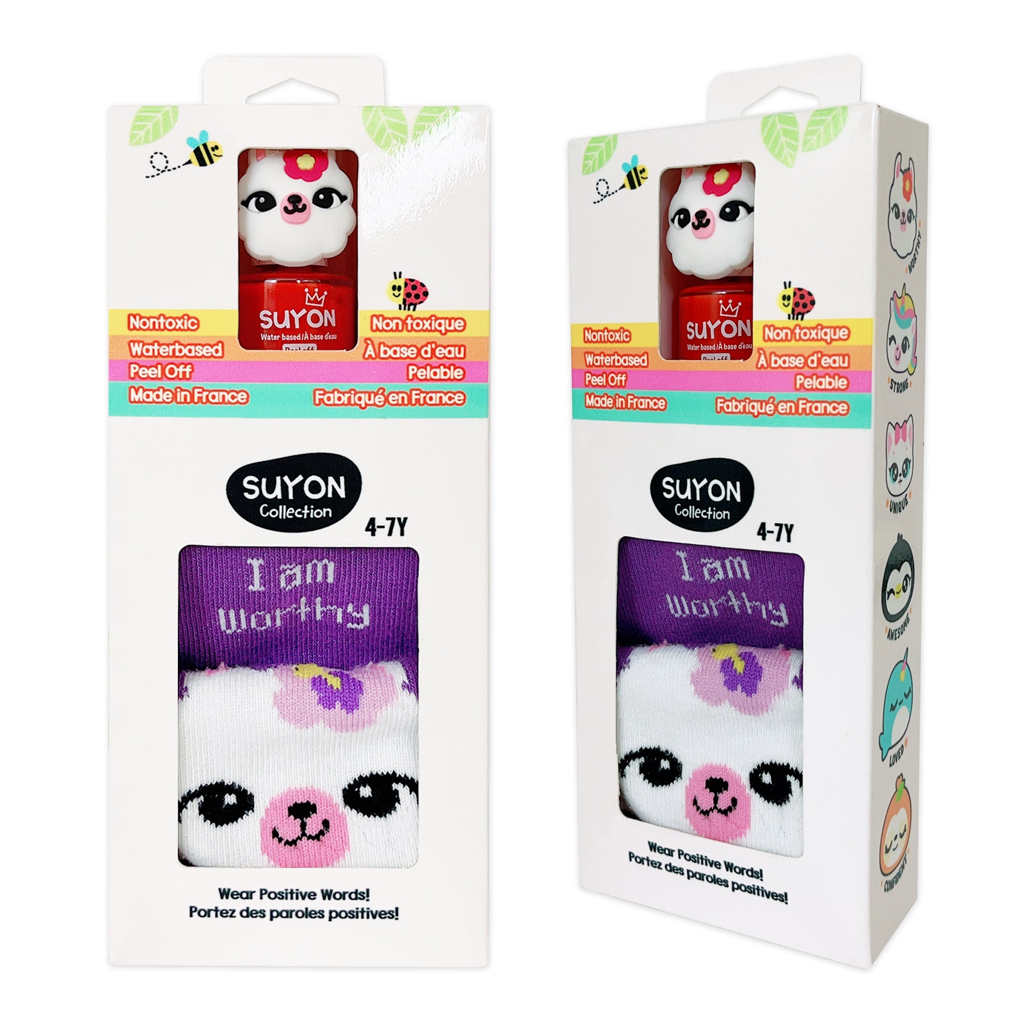 Suyon Nail Polish & Sock Gift Set - Bright red/Llama
