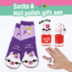 Suyon Nail Polish & Sock Gift Set - Bright red/Llama