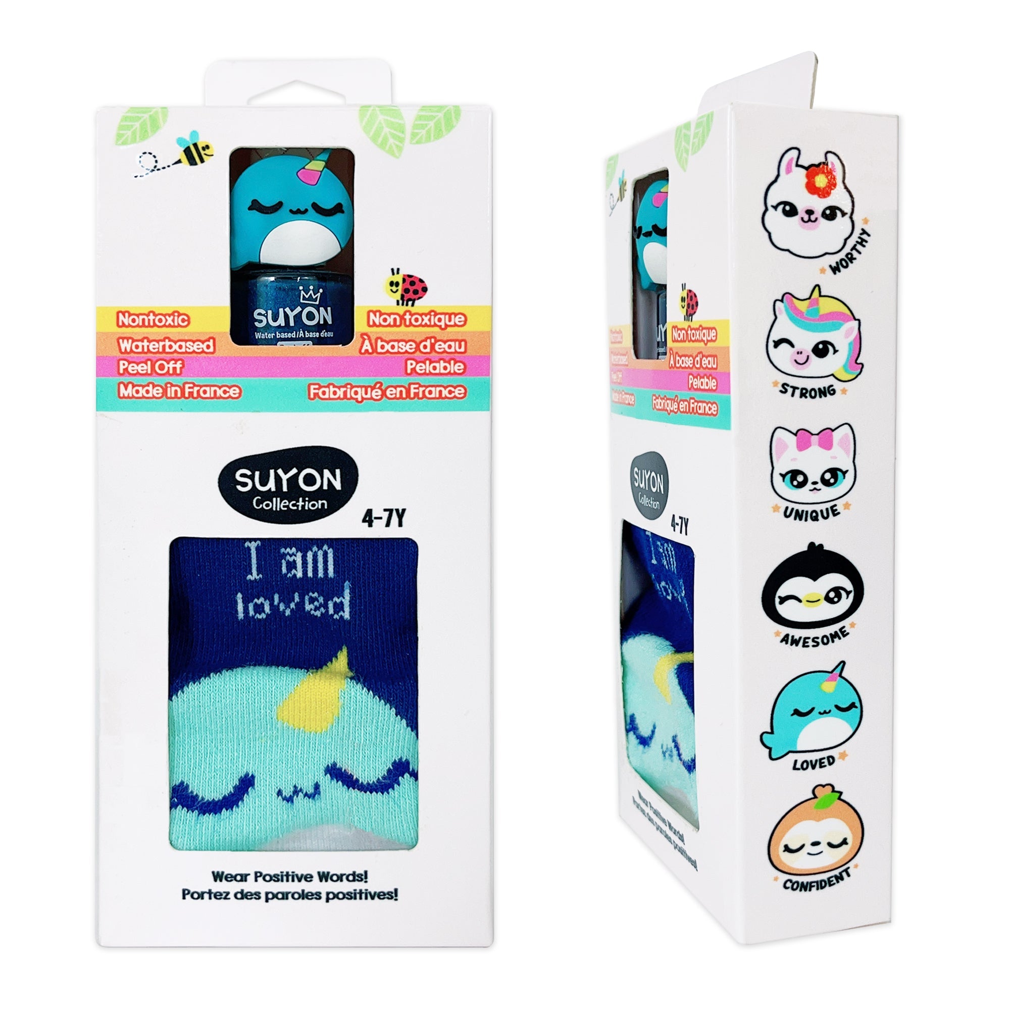 Suyon Nail Polish & Sock Gift Set - Dark Blue/Narwhal