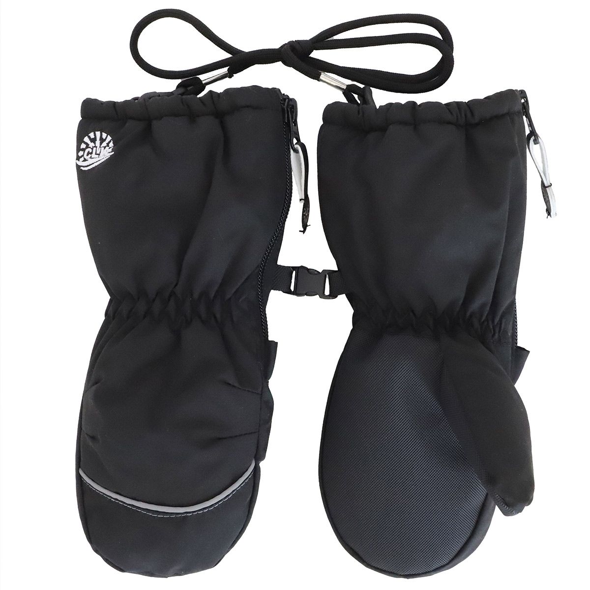 Long Cuff Waterproof Mitten with Cord Black