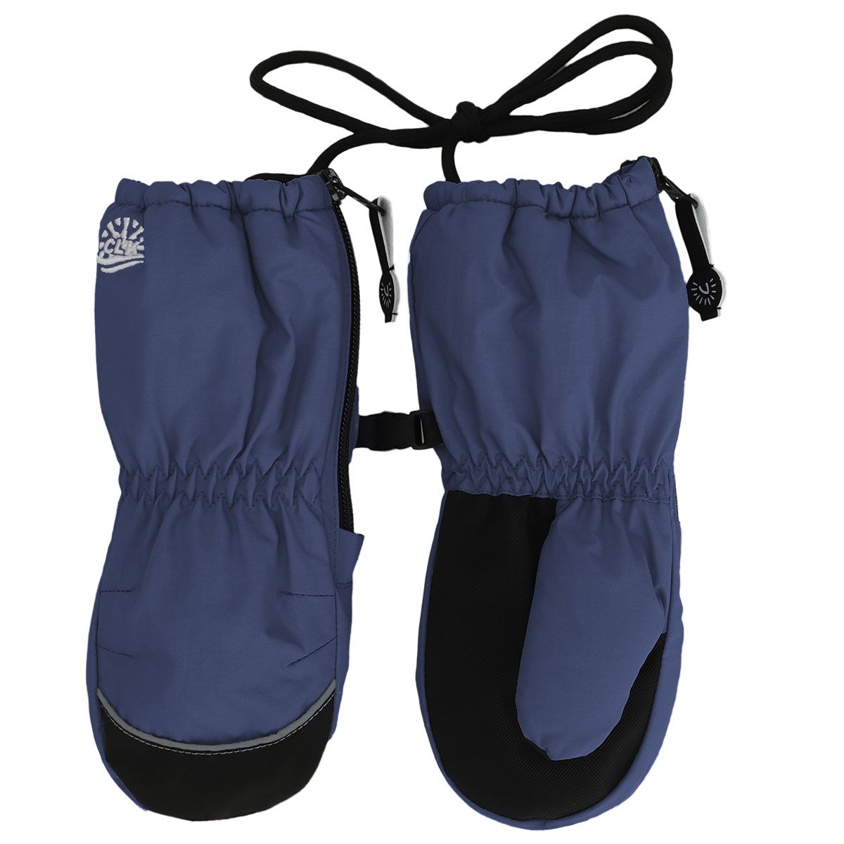 Long Cuff Waterproof Mitten with Cord Blue