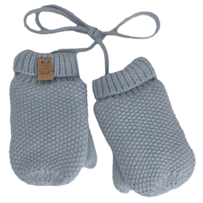 Knit Mitten Corded Sterling Blue