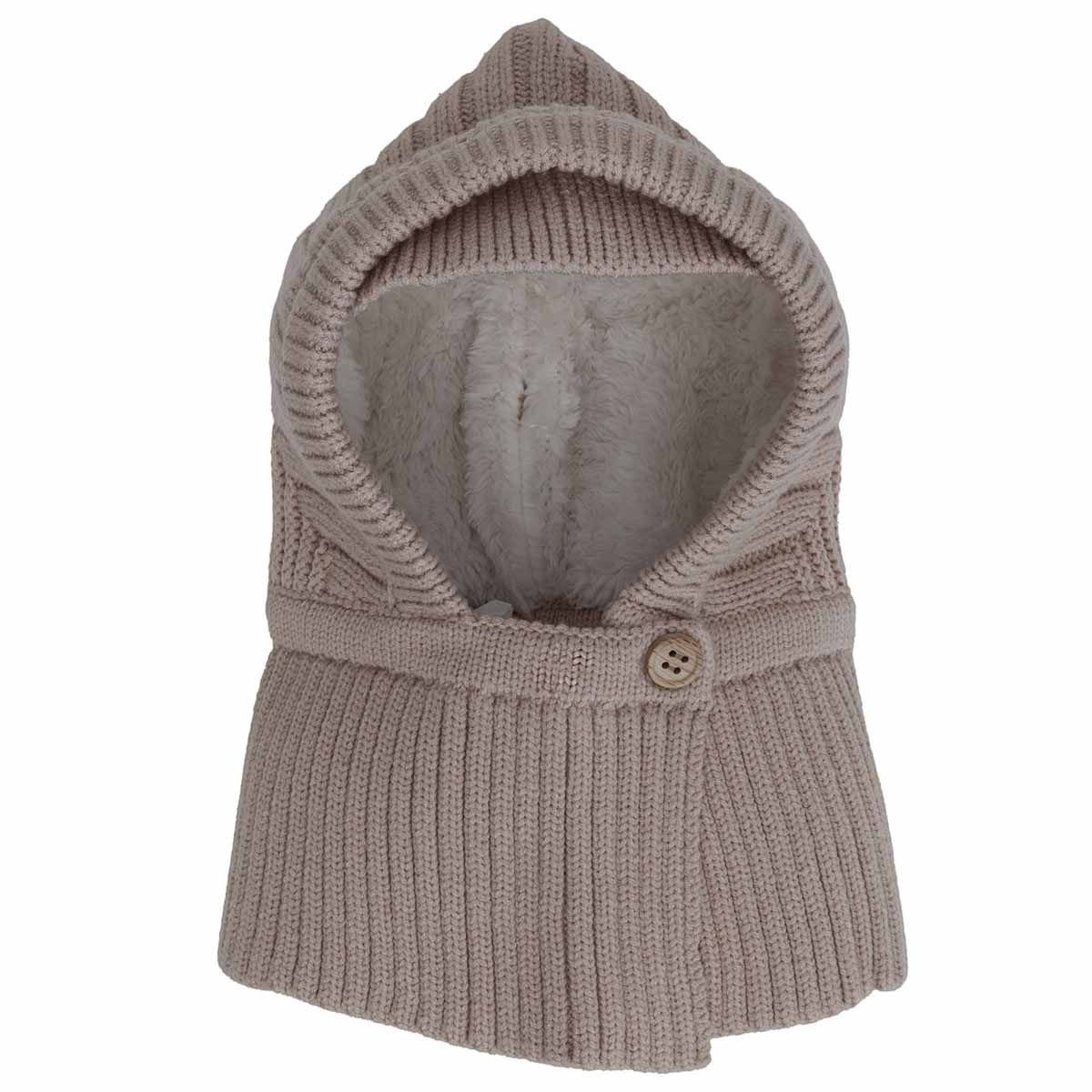 Knit Balaclava with Button Sand