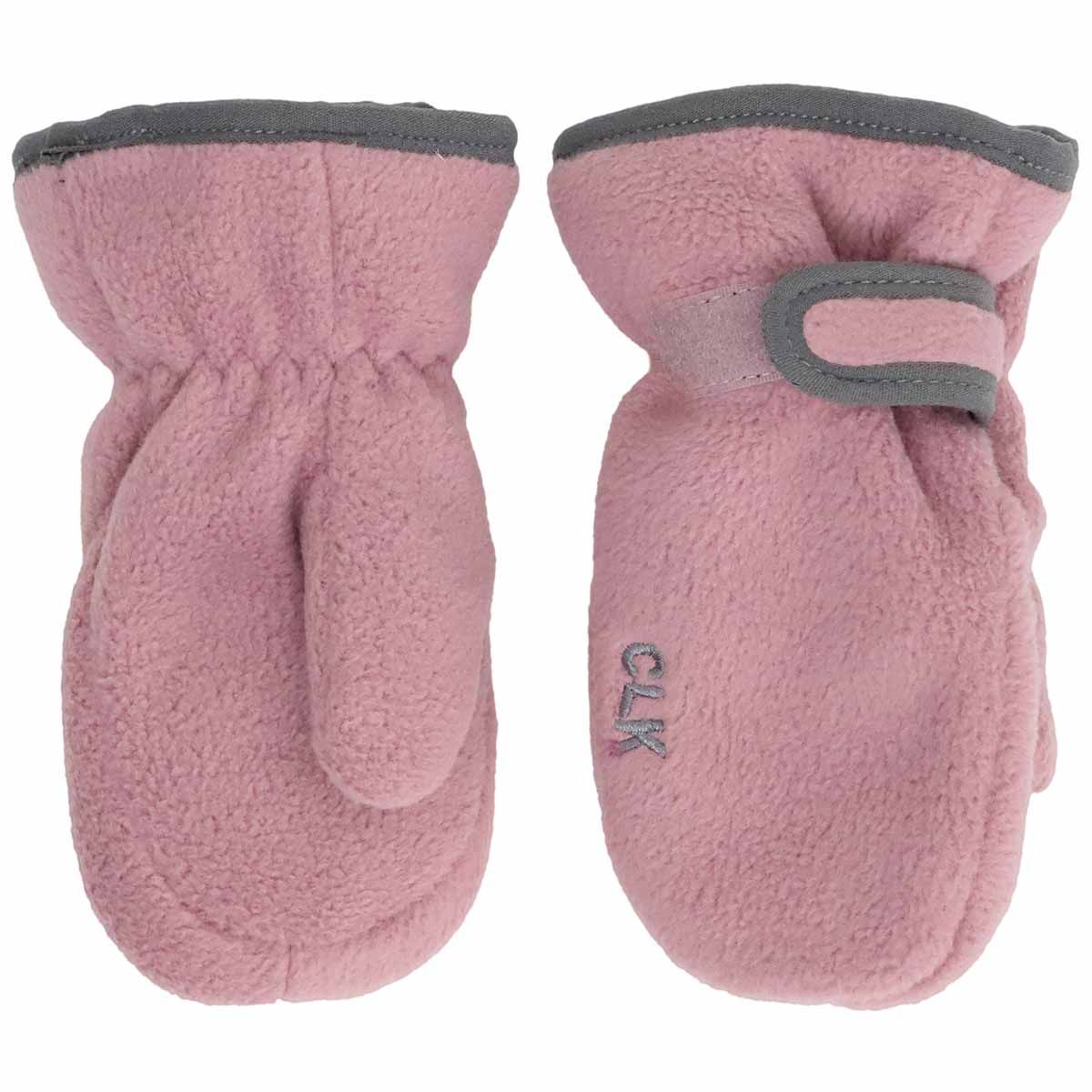 Pink Lilac Fleece Mitten with Strap