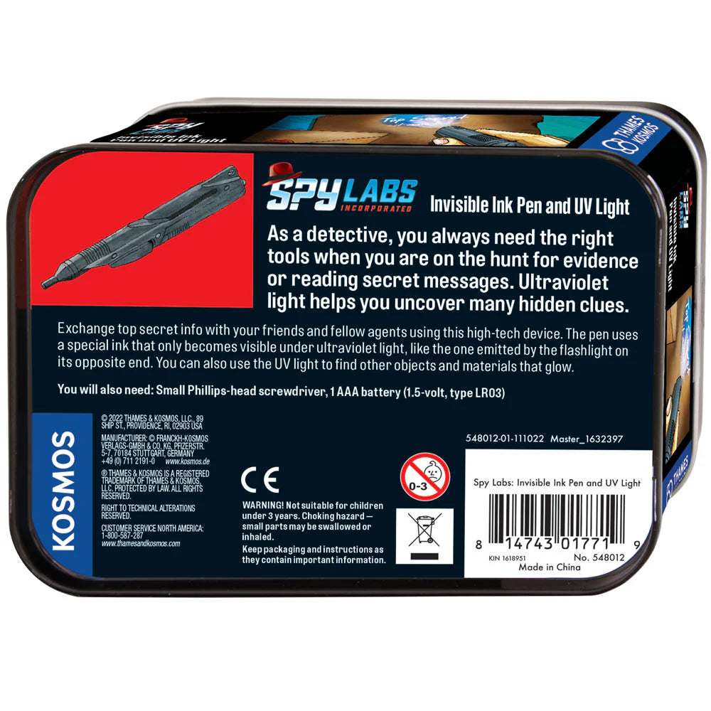 Spy Labs Tins - Invisible Ink Pen and UV Light