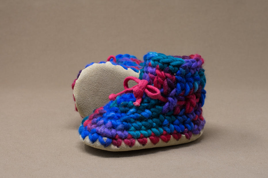 Multi Red - Baby Wool Slippers